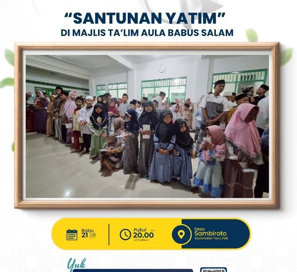 ULAZ MKU Fastabiq Turut Serta dalam Santunan Yatim di Majlis Ta'lim Aula Babus Salam Tayu